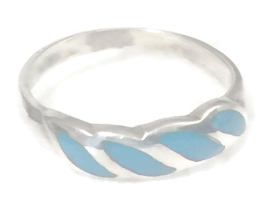 Turquoise Southwest Ring Sterling Silver Stacker Baby Band  Size 3.50 f