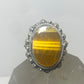 Tiger Eye poison locket ring size 7.75 Mexico sterling silver