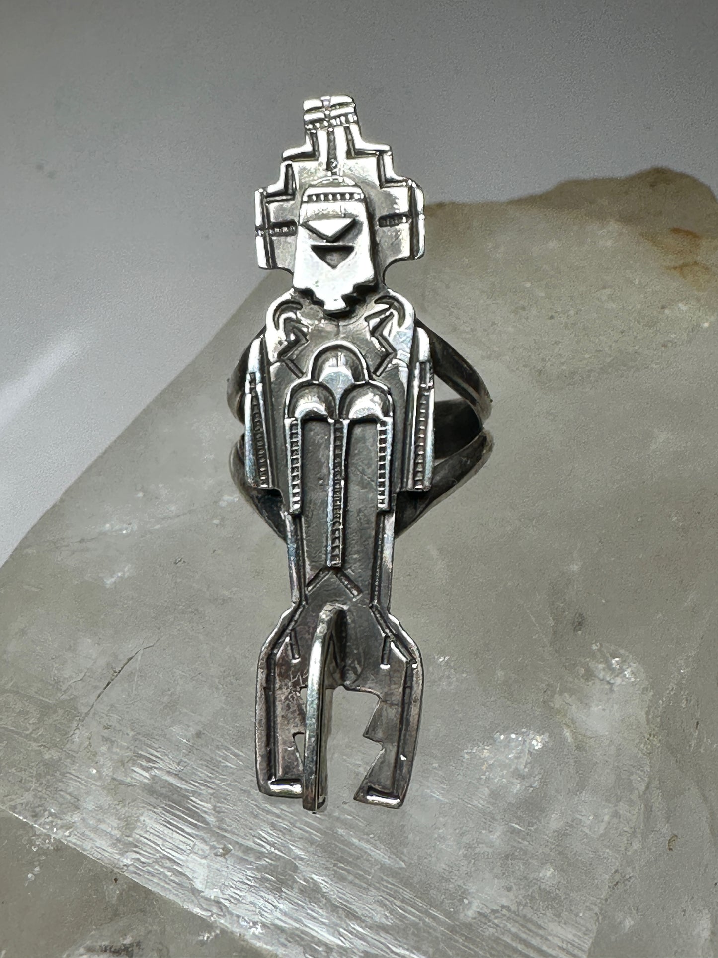 Kachina ring size 7.75 long southwest  sterling silver women