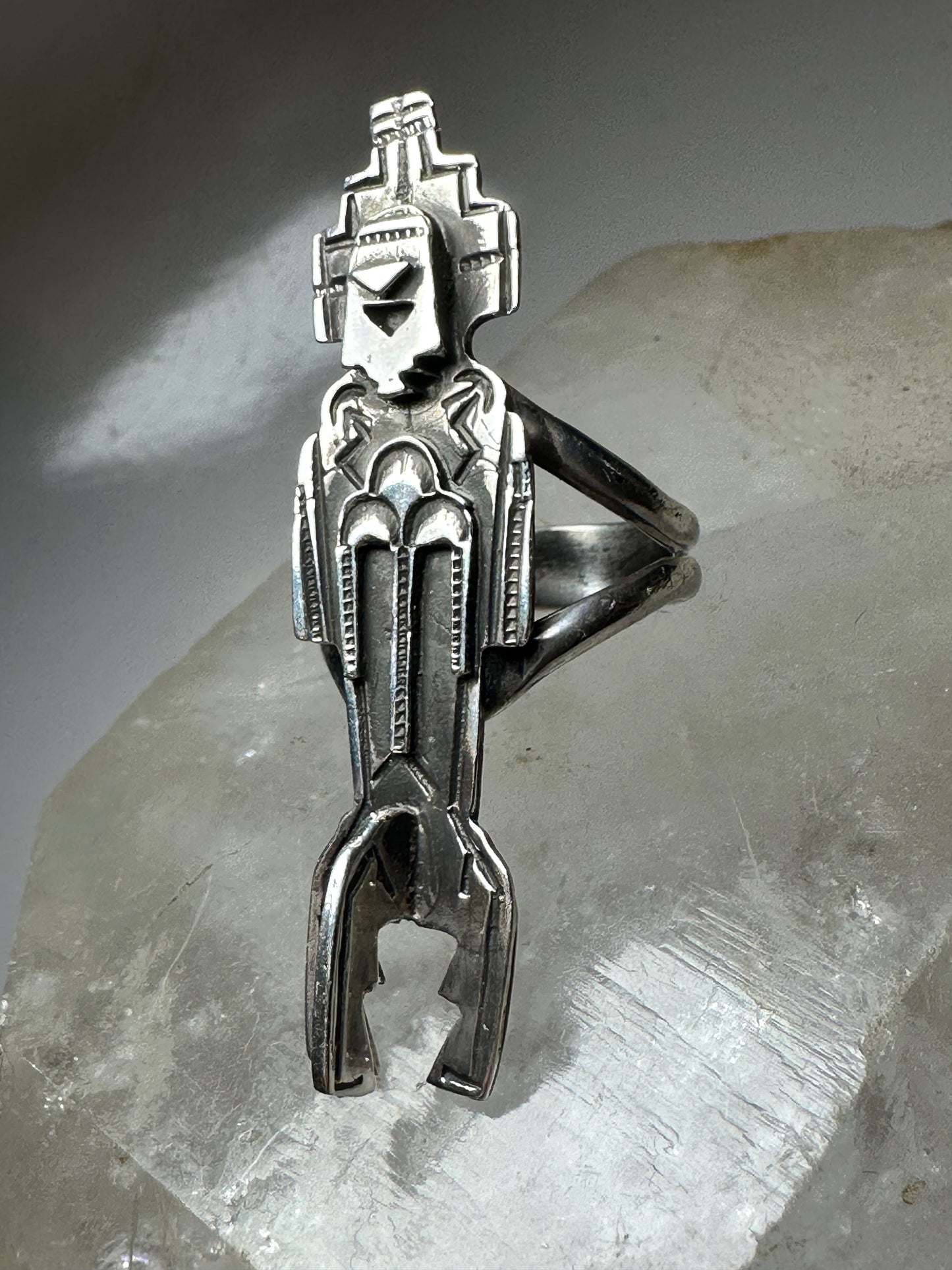 Kachina ring size 7.75 long southwest  sterling silver women