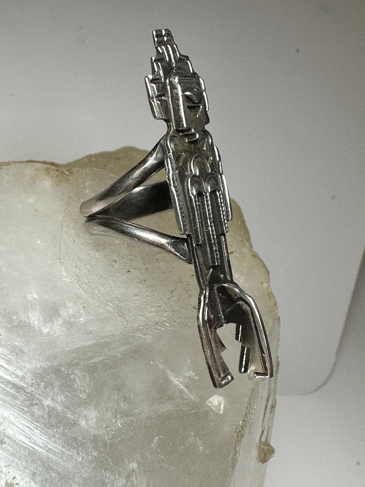 Kachina ring size 7.75 long southwest  sterling silver women