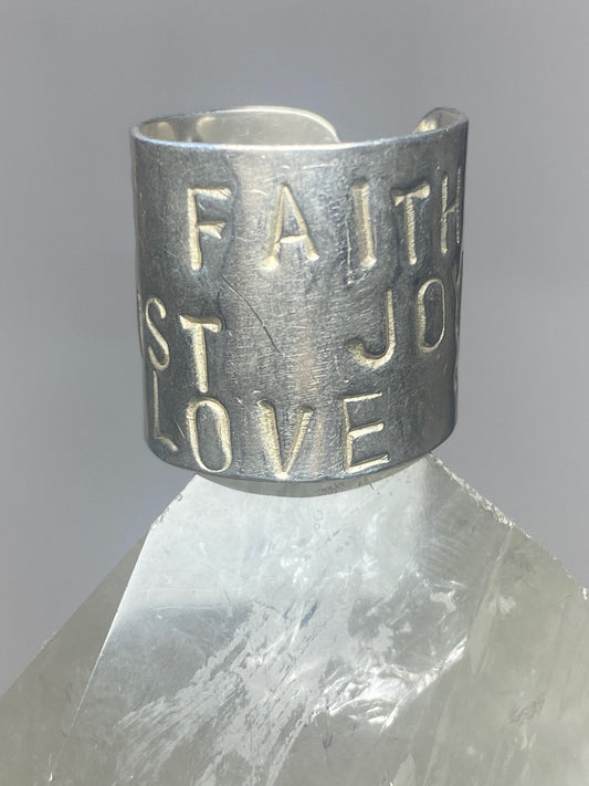 Faith Love Trust Joy Ring made in Sweden size 7.75  sterling silver