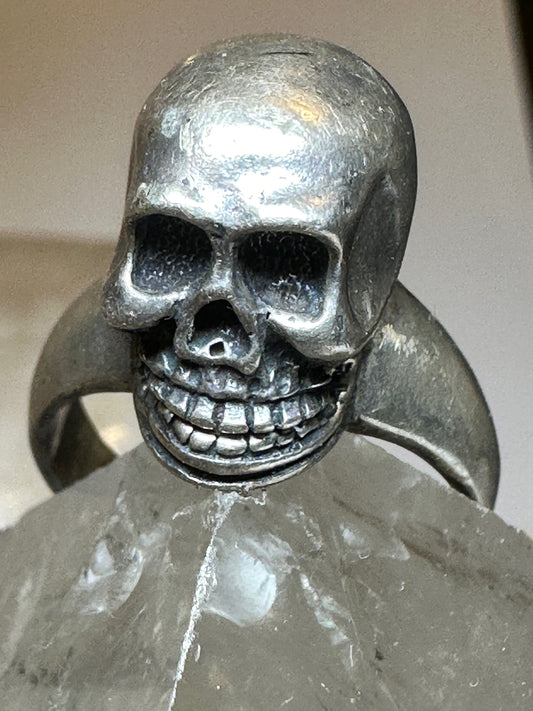 Skull poison ring size 8.75 biker sterling silver women