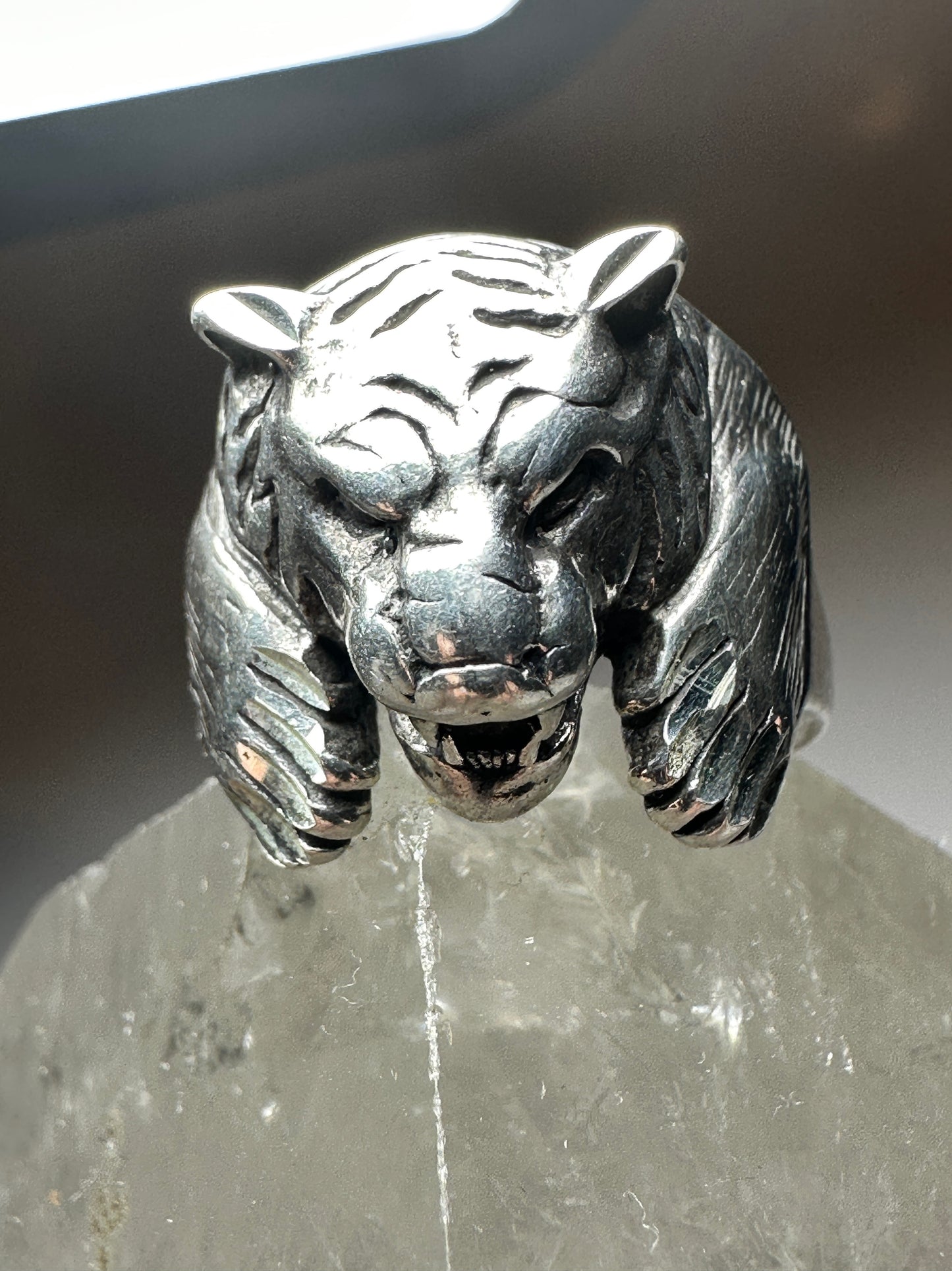 Cougar ring size 8.75 tiger band sterling silver women