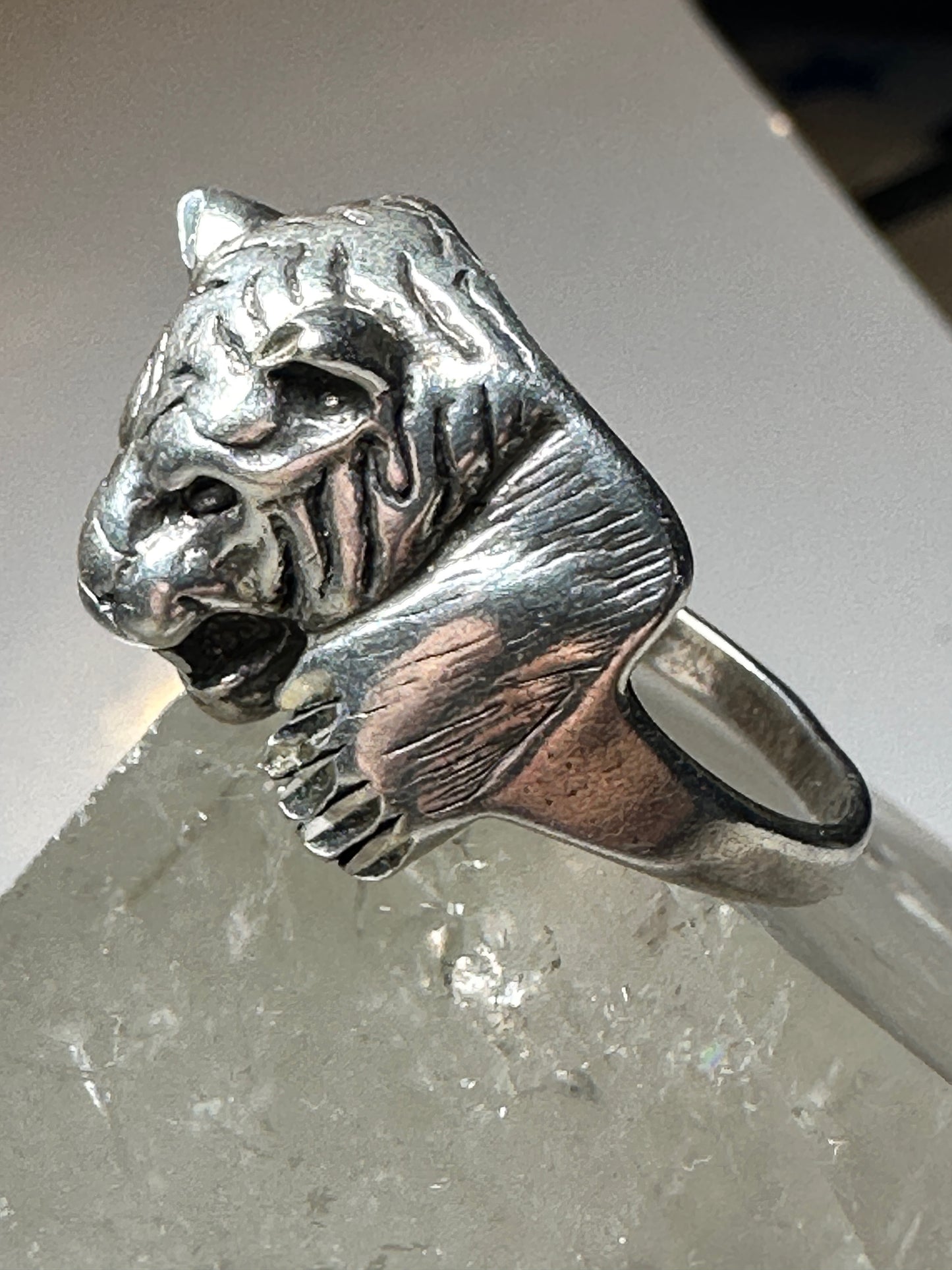 Cougar ring size 8.75 tiger band sterling silver women