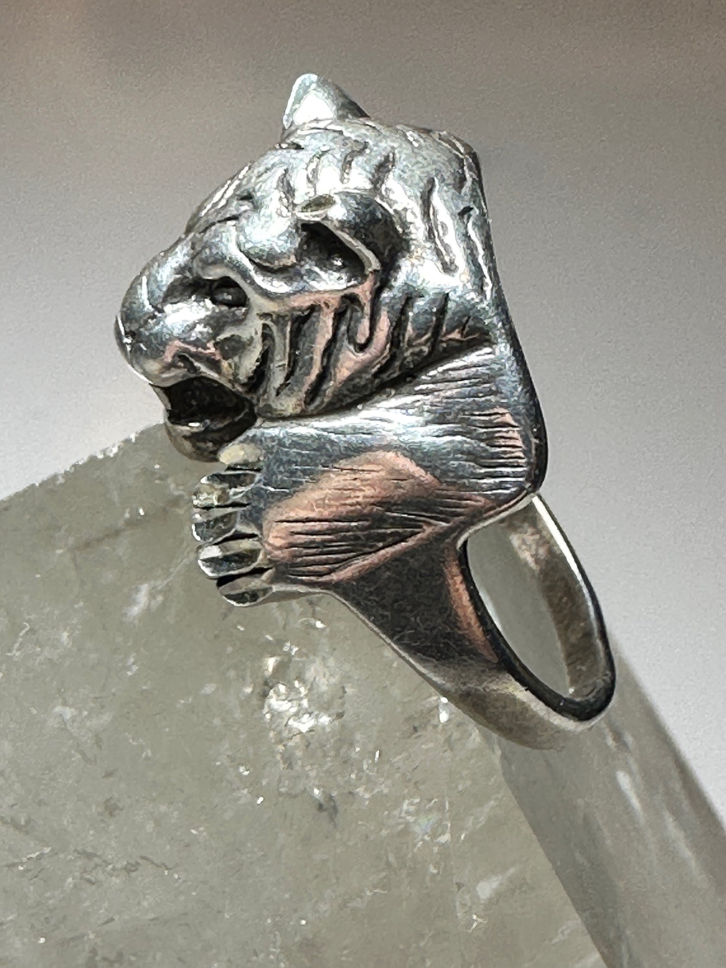 Cougar ring size 8.75 tiger band sterling silver women