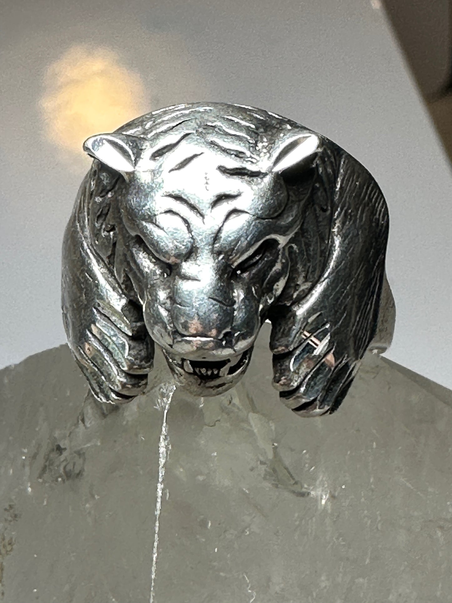 Cougar ring size 8.75 tiger band sterling silver women