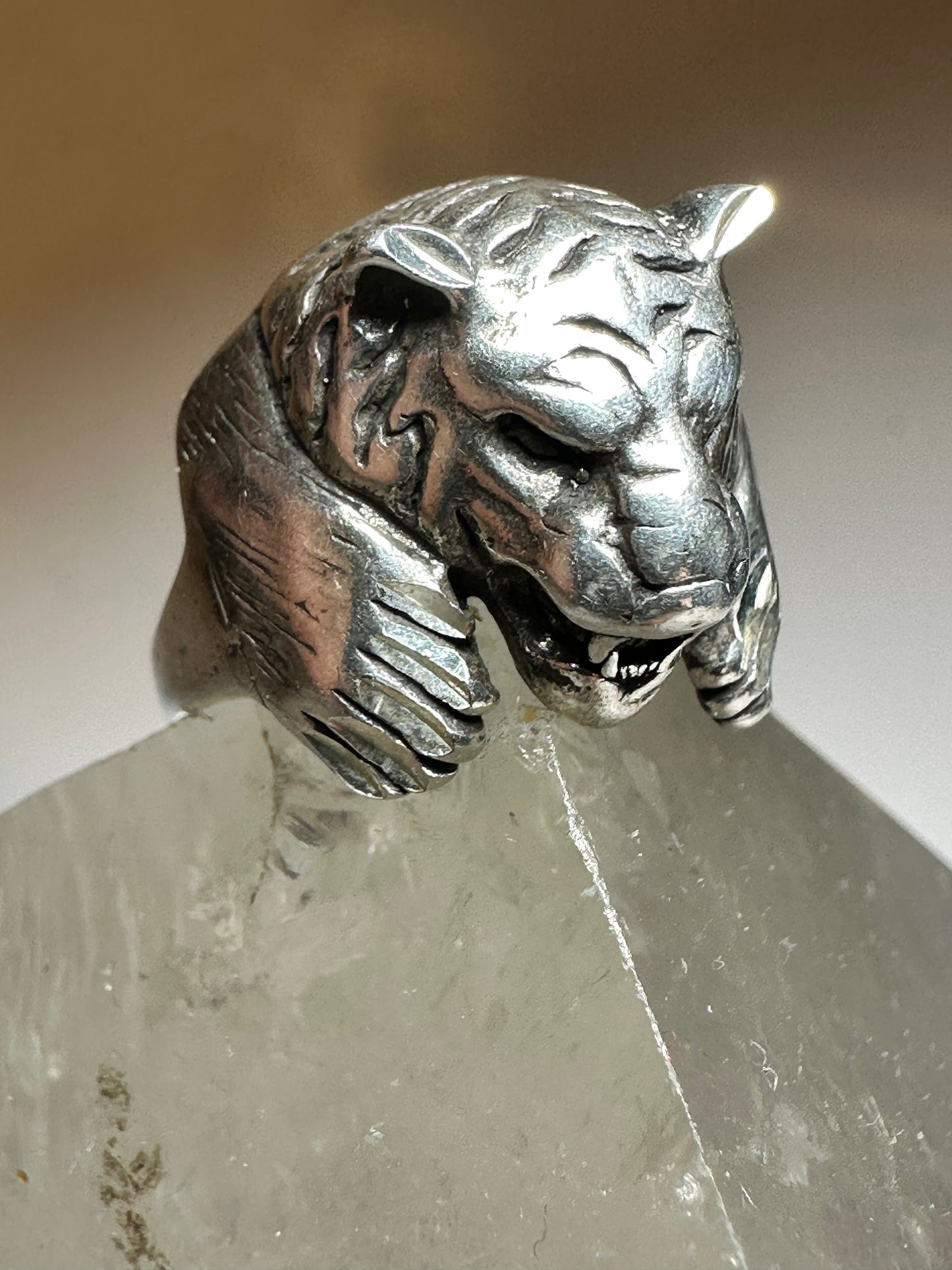 Cougar ring size 8.75 tiger band sterling silver women