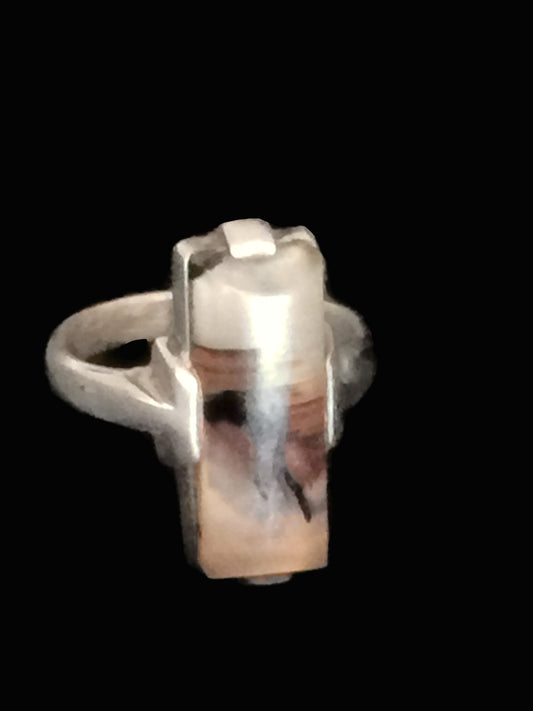 Vintage Agate Ring Sterling Silver Size 5.75