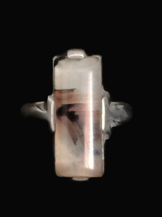 Vintage Agate Ring Sterling Silver Size 5.75