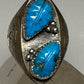 Turquoise leaves ring Navajo band size 12.75 southwest sterling silver women men