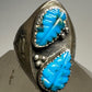 Turquoise leaves ring Navajo band size 12.75 southwest sterling silver women men