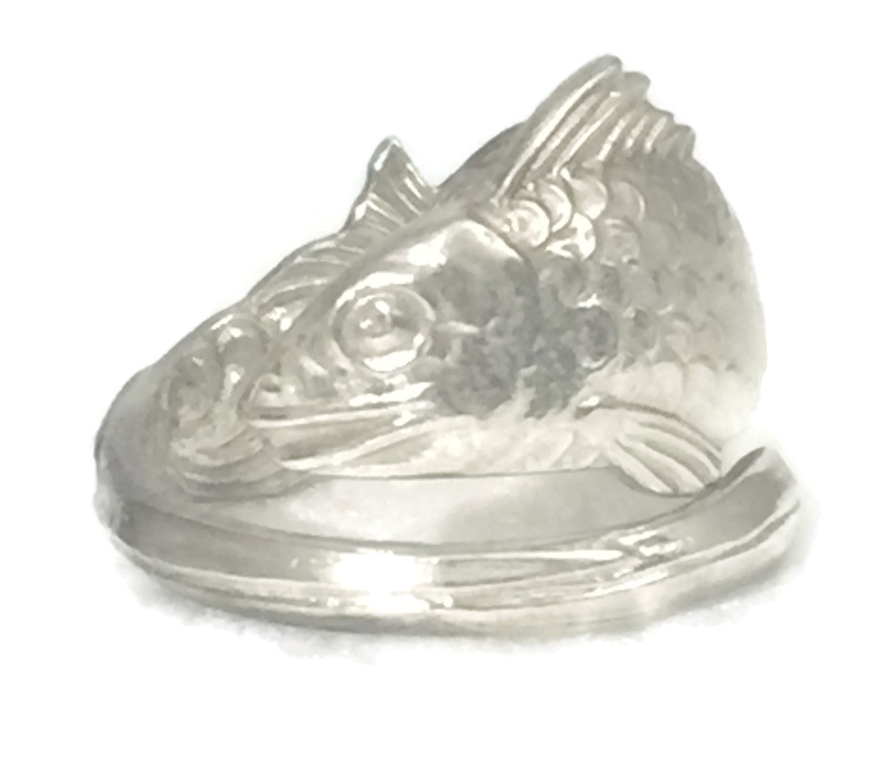 Spoon Fish Ring Vintage Sterling Silver Band Size 9