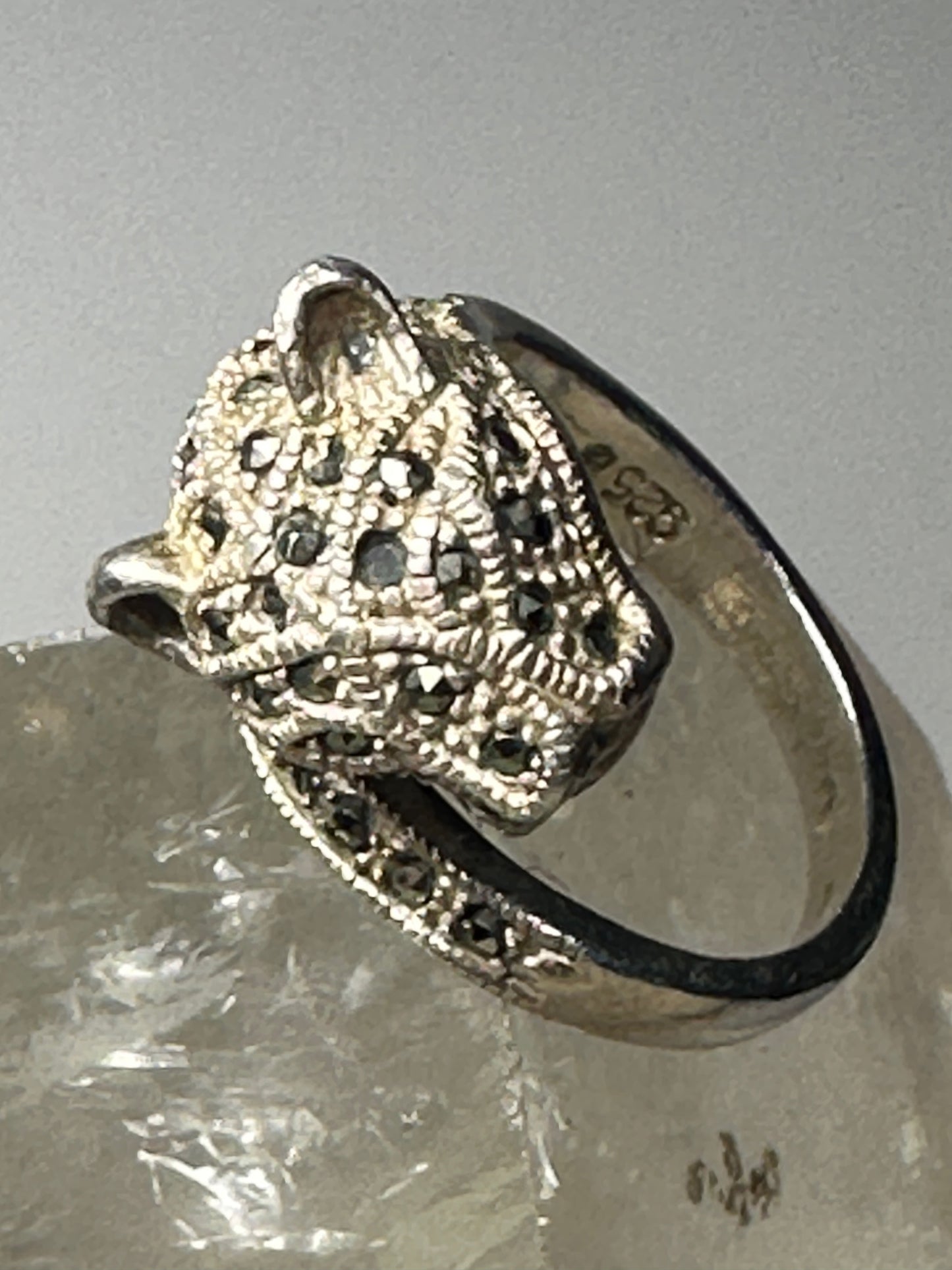 Cat ring size 6.75 cougar band marcasites sterling silver women girls