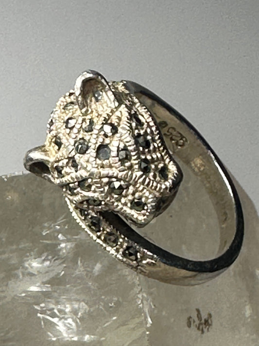 Cat ring size 6.75 cougar band marcasites sterling silver women girls
