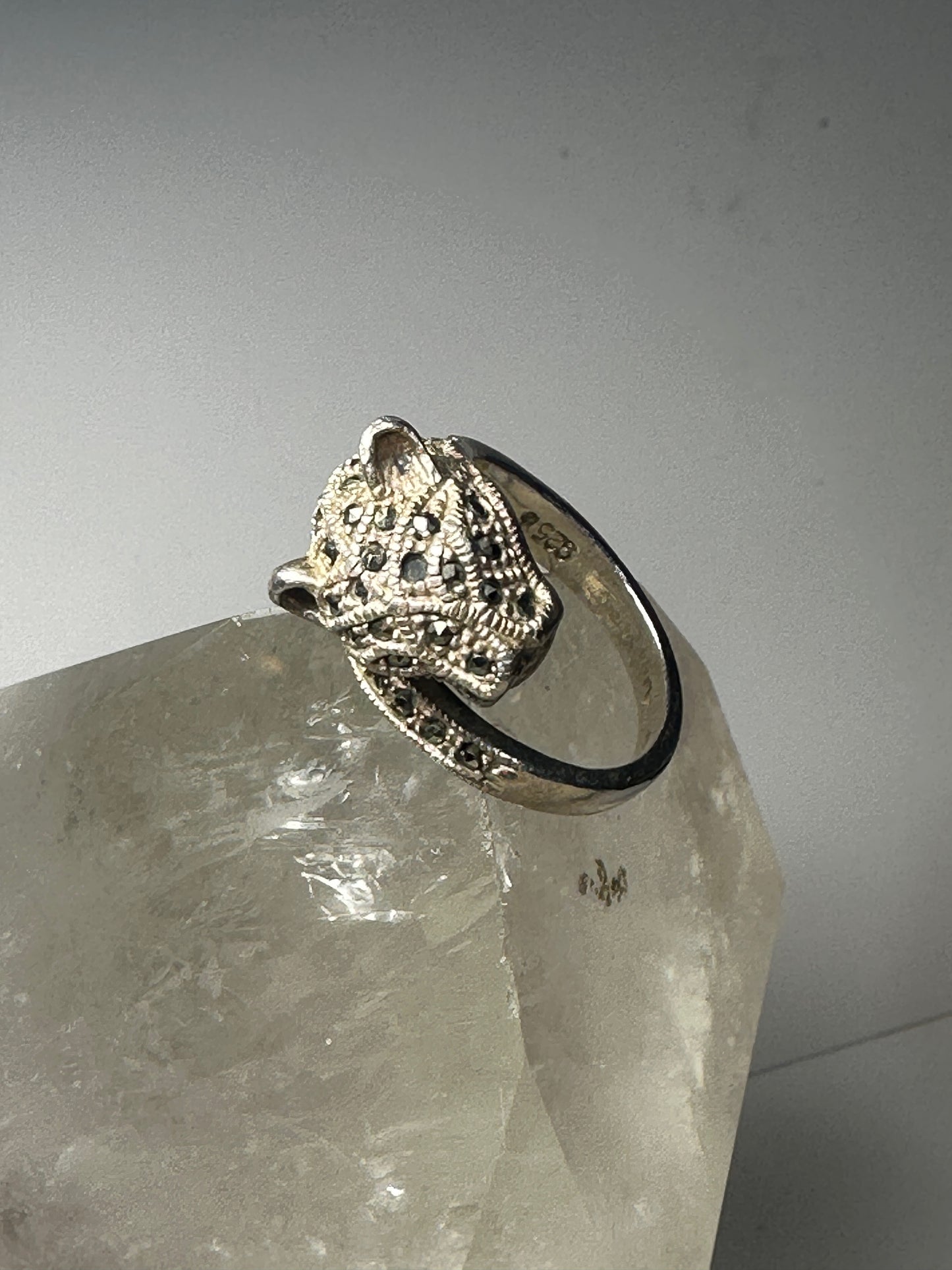 Cat ring size 6.75 cougar band marcasites sterling silver women girls