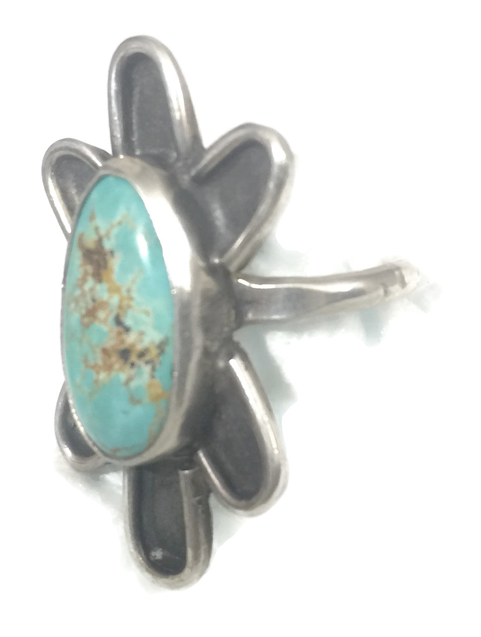 Navajo Turquoise Flower Ring Sterling Silver Size 6.50