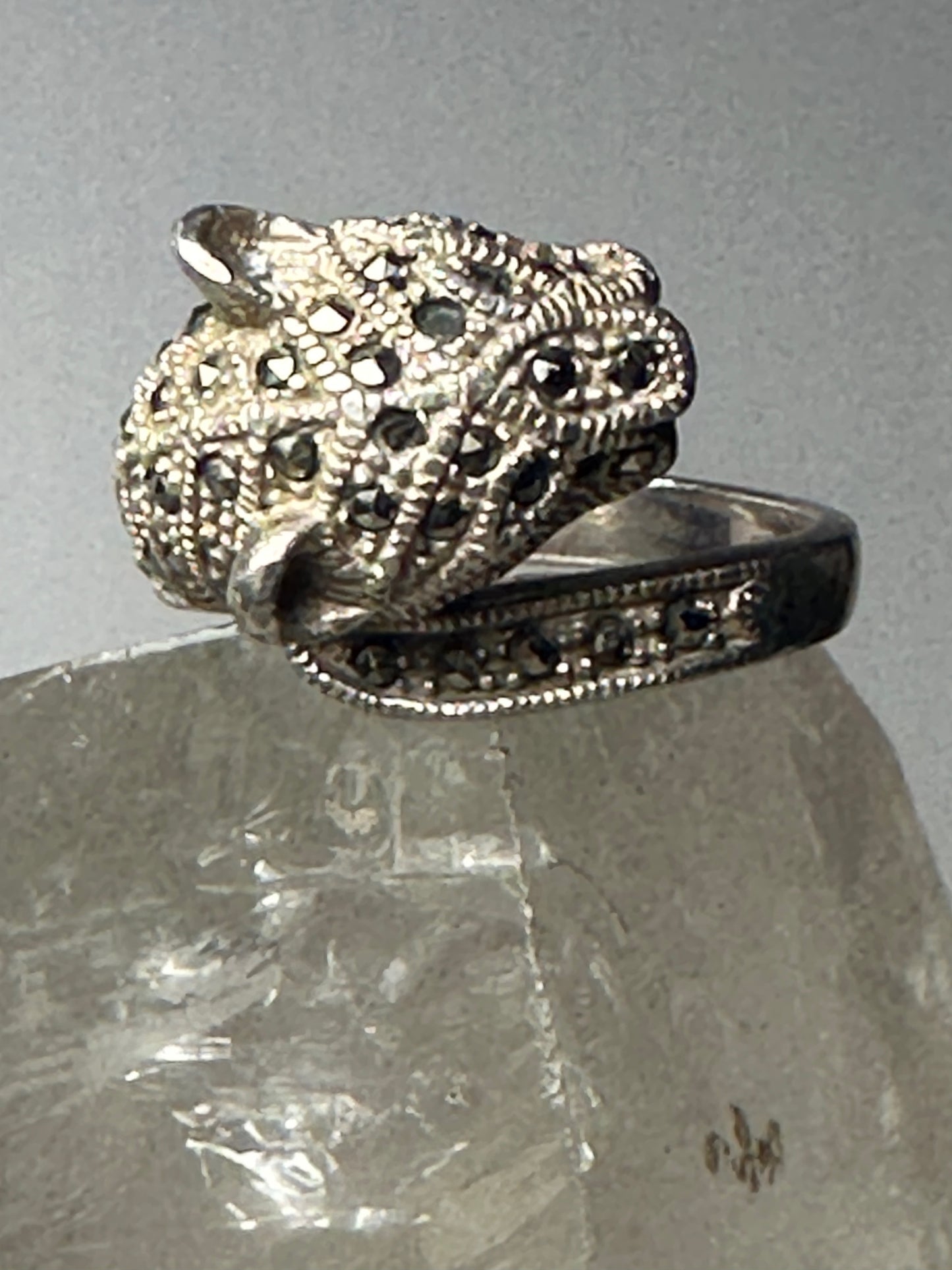 Cat ring size 6.75 cougar band marcasites sterling silver women girls