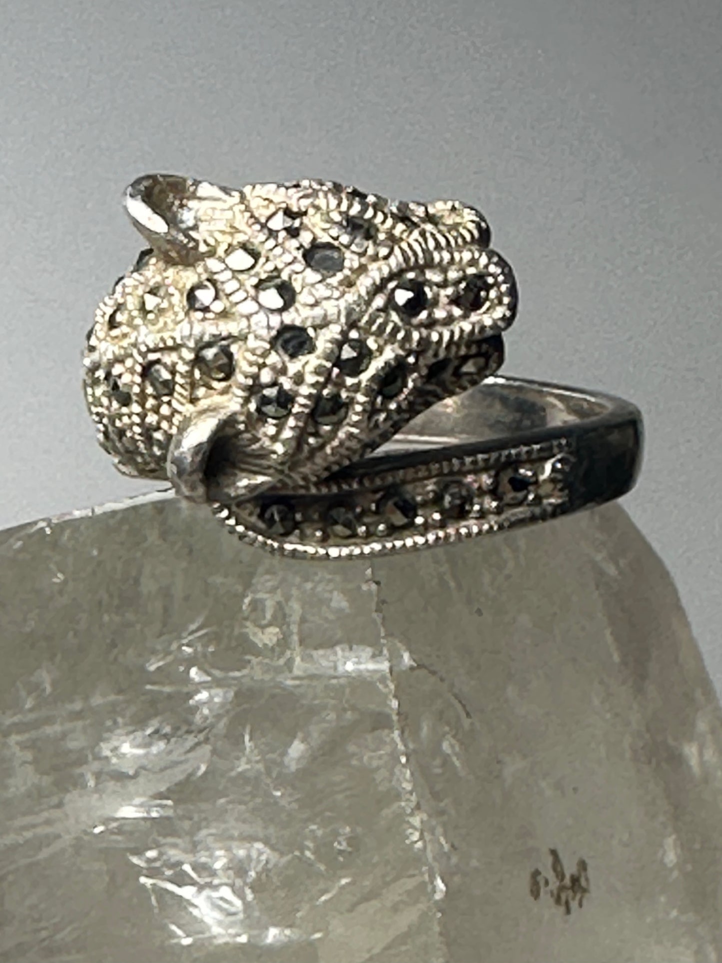 Cat ring size 6.75 cougar band marcasites sterling silver women girls