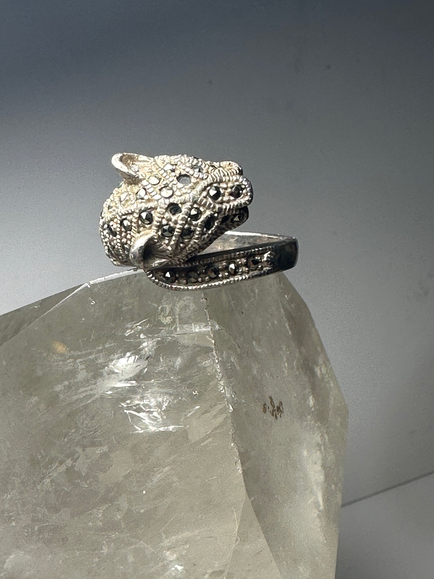 Cat ring size 6.75 cougar band marcasites sterling silver women girls