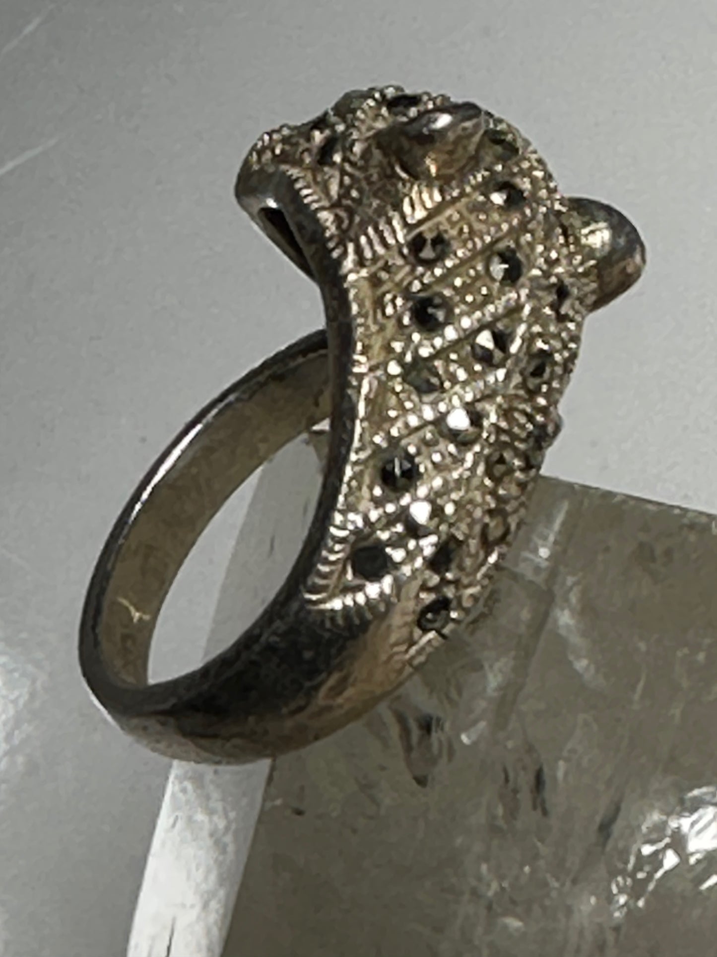Cat ring size 6.75 cougar band marcasites sterling silver women girls