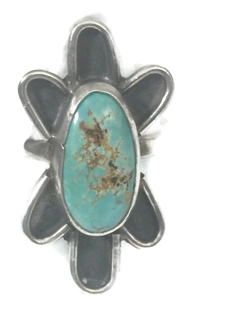 Navajo Turquoise Flower Ring Sterling Silver Size 6.50