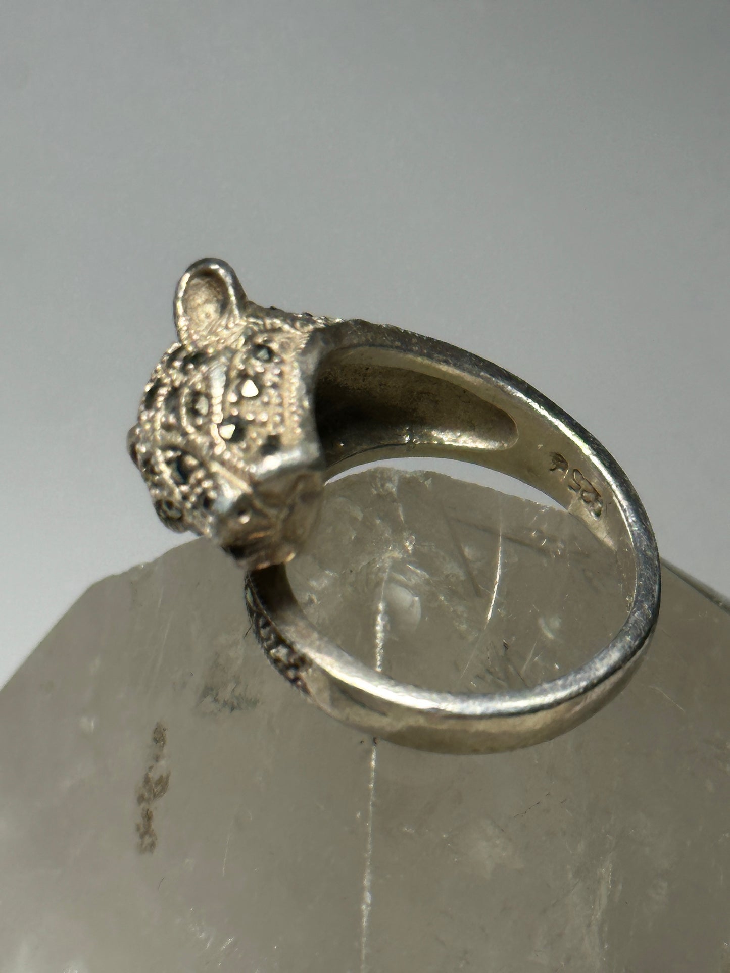 Cat ring size 6.75 cougar band marcasites sterling silver women girls