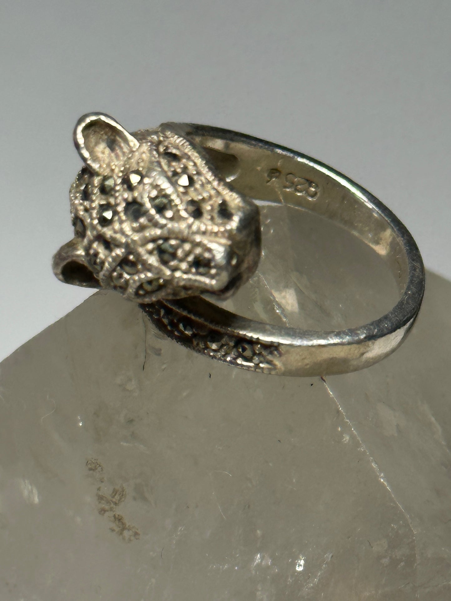 Cat ring size 6.75 cougar band marcasites sterling silver women girls