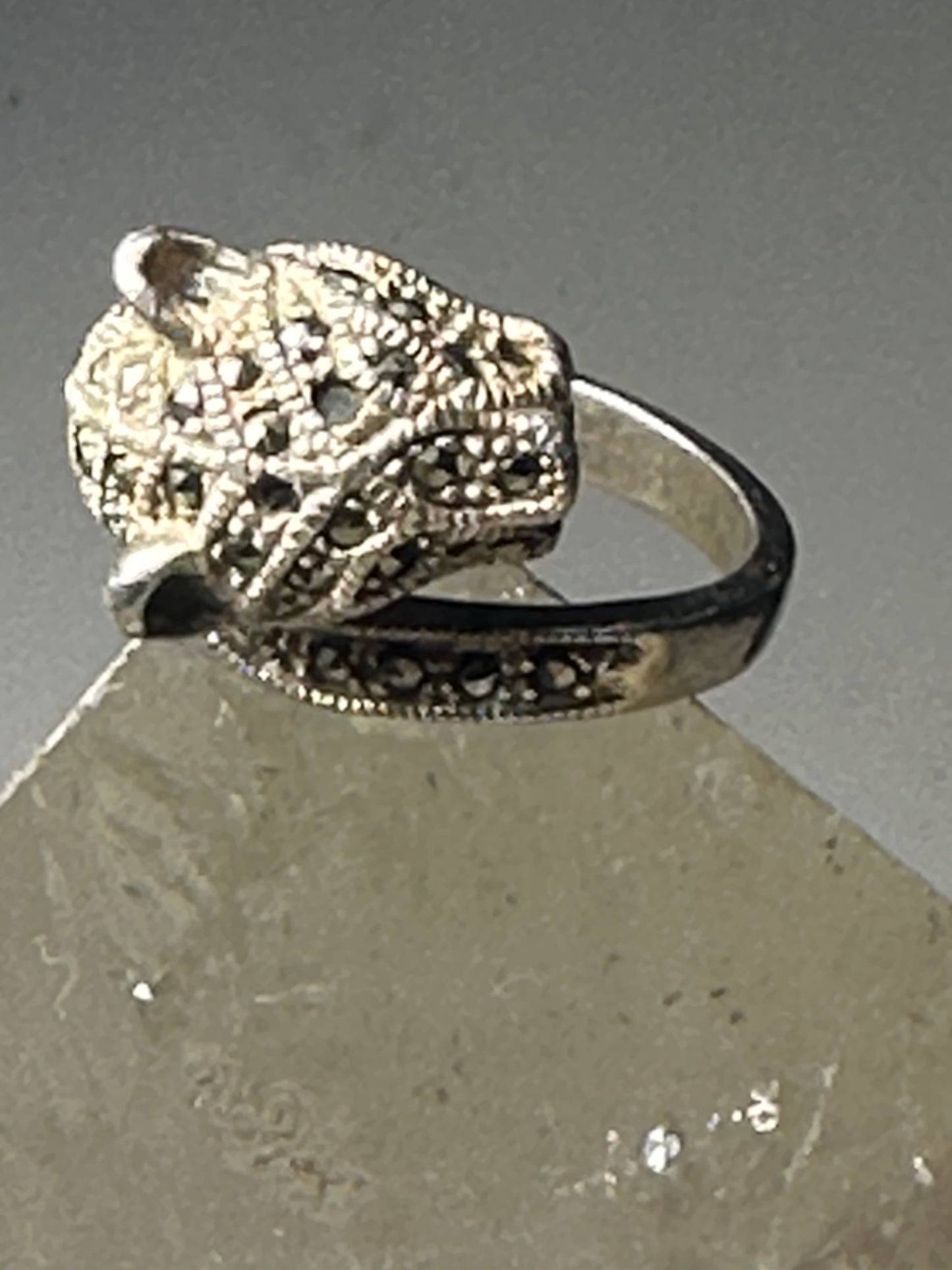 Cat ring size 6.75 cougar band marcasites sterling silver women girls