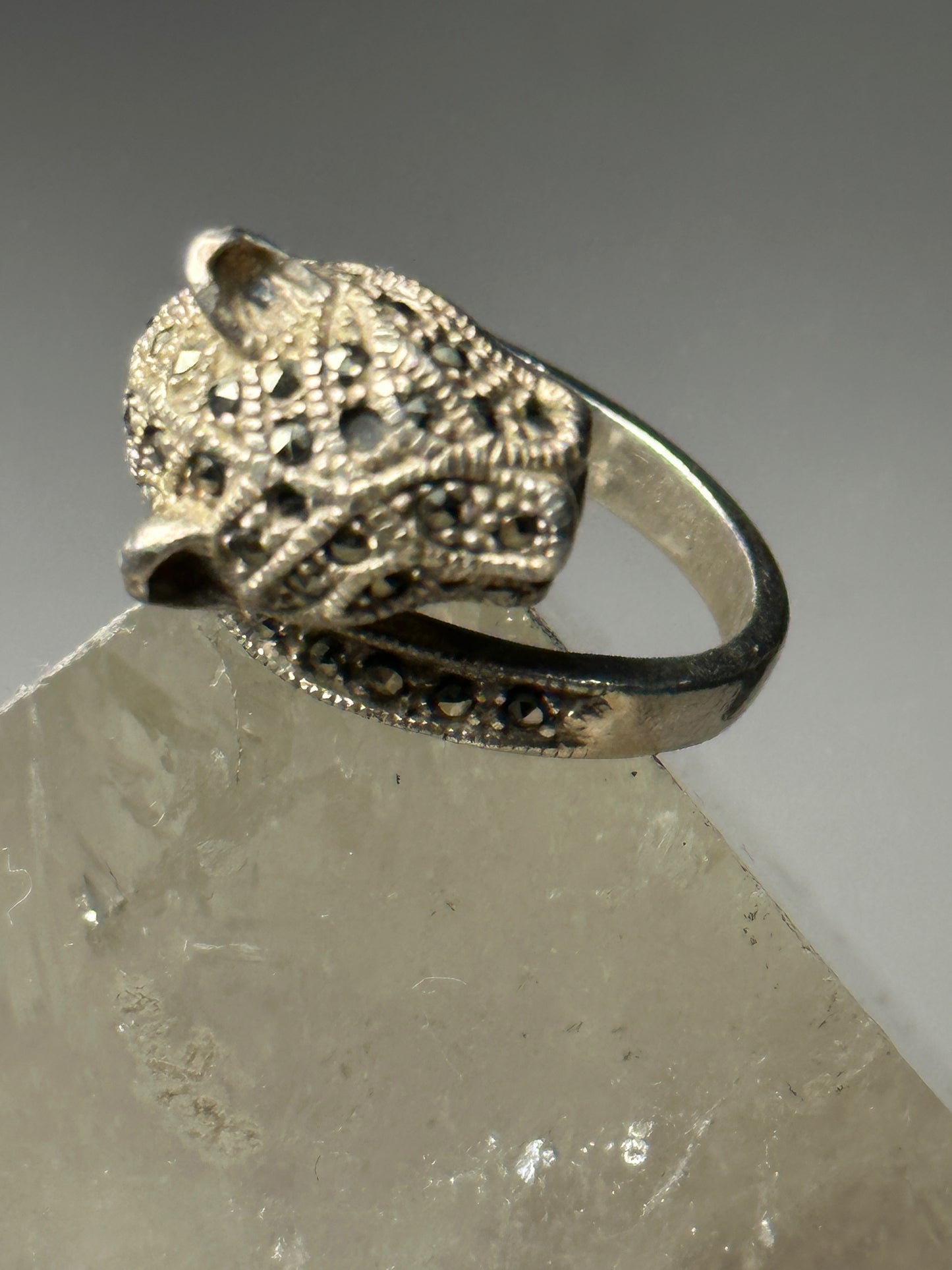 Cat ring size 6.75 cougar band marcasites sterling silver women girls
