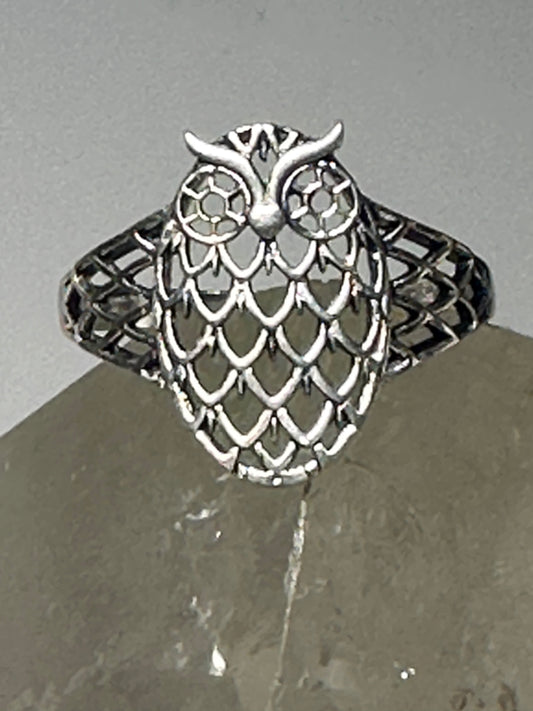 Owl ring size 9.75 sterling silver band women girls