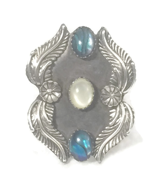 Navajo Abalone MOP Ring Size 8.75 Signed