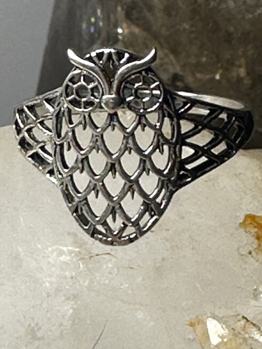 Owl ring size 9.75 sterling silver band women girls
