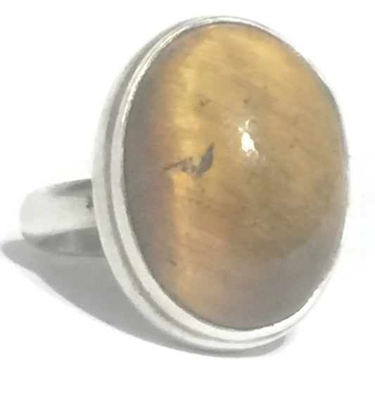 Tiger Eye Ring Sterling Silver Southwest Size 5.5