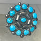 Petite Point ring size 5.50 round turquoise sterling silver women