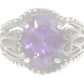Purple Amethyst  Crystal Ring Vintage Sterling Silver Ring  Size 5
