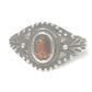 Garnet Ring Leaves Vintage Solitaire Sterling Silver Ring Size 4.7