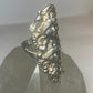 Faces ring long Art deco sterling silver women