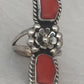 Vintage Sterling Silver Native American Navajo Coral Ring Size 6 7.8g