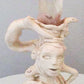 Porcelain Sculpture w Large Crystal Faces and Figures