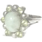 Flower Vintage Sterling Silver Ring  Green Pastel Colors  Size 5.50