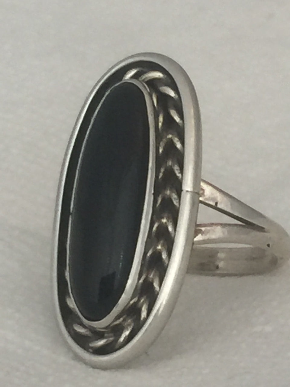 Vintage Sterling Silver Native American Navajo Onyx Ring Size 5.5  5.4g