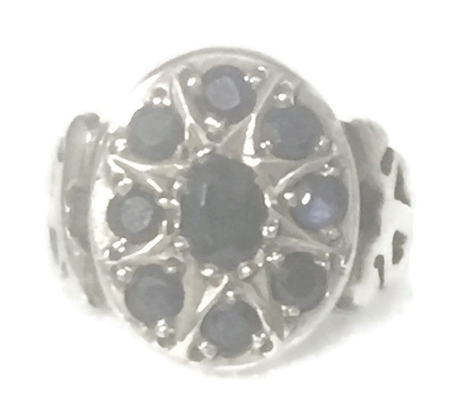 Deep Deep Blue Vintage Sterling Silver Ring Size 7.25