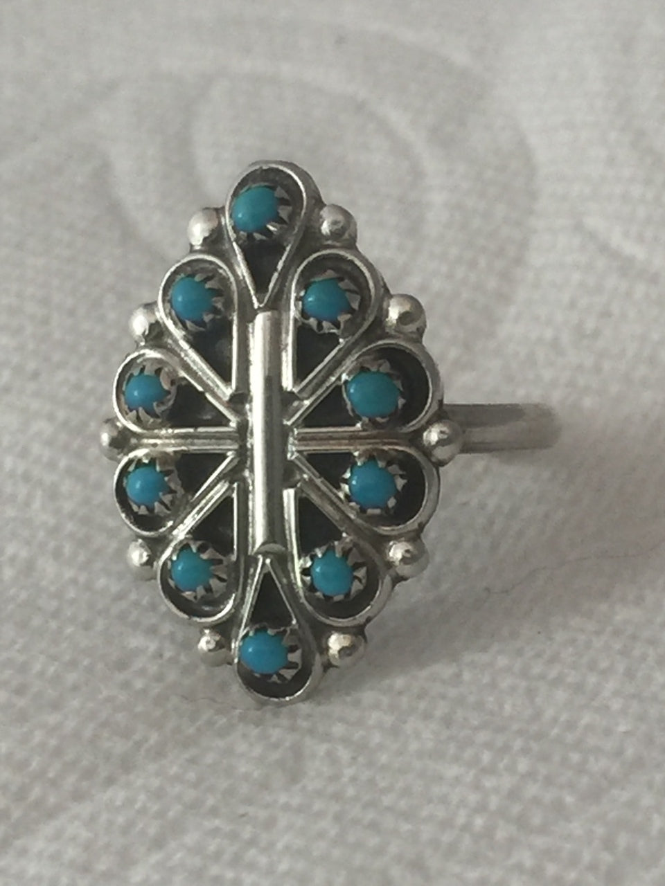 Zuni Turquoise Ring Vintage Sterling Silver Native American Size 7 