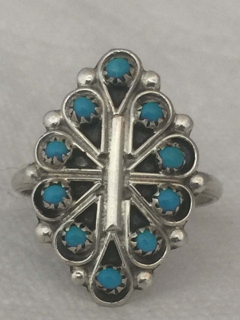 Zuni Turquoise Ring Vintage Sterling Silver Native American Size 7 