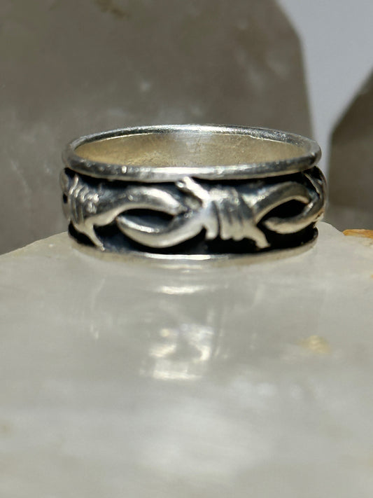 Barbed Wire ring biker band size 8.75 sterling silver women men