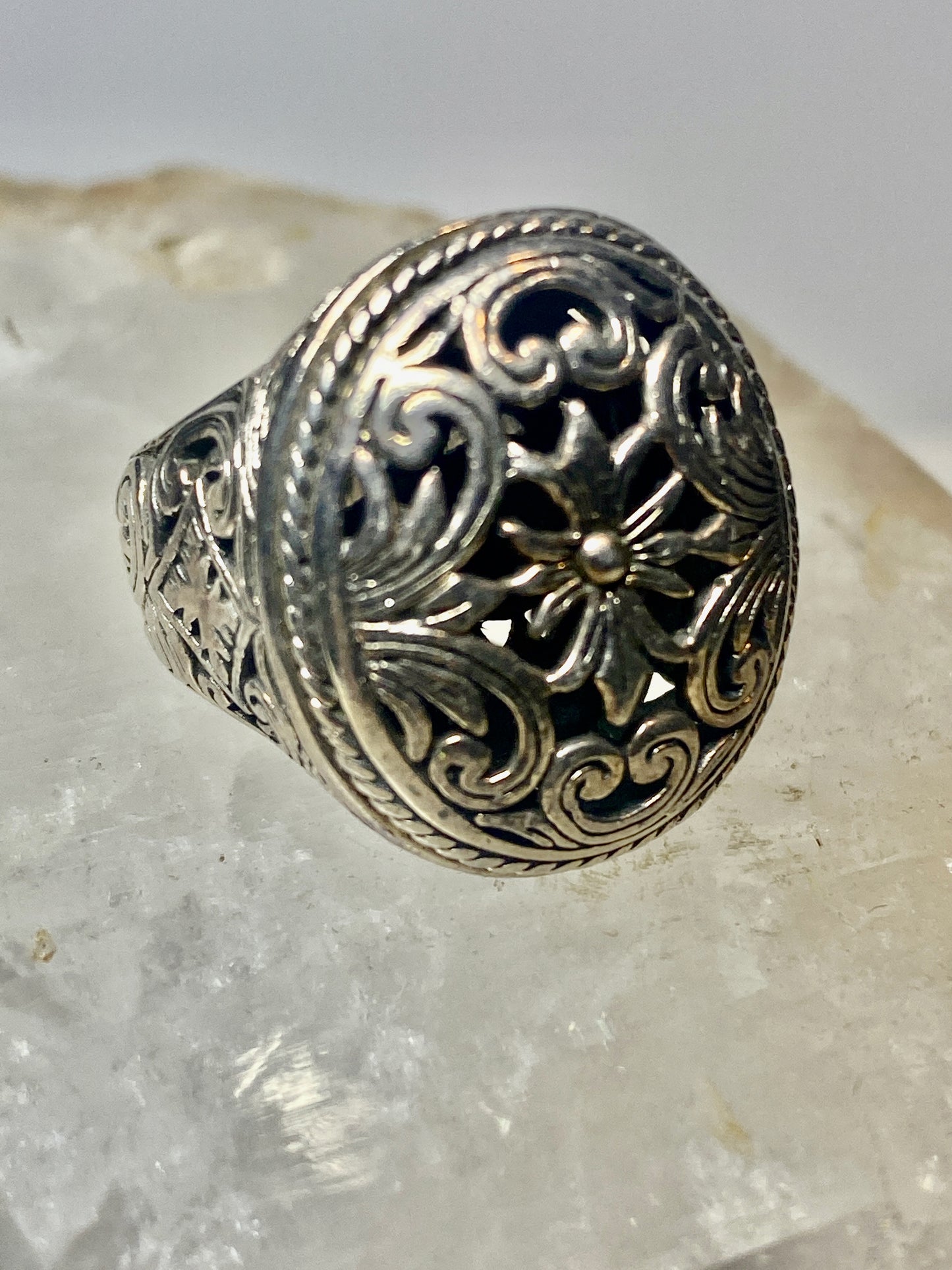 Floral ring size 5.50 geometric detailed ornate sterling silver pinky