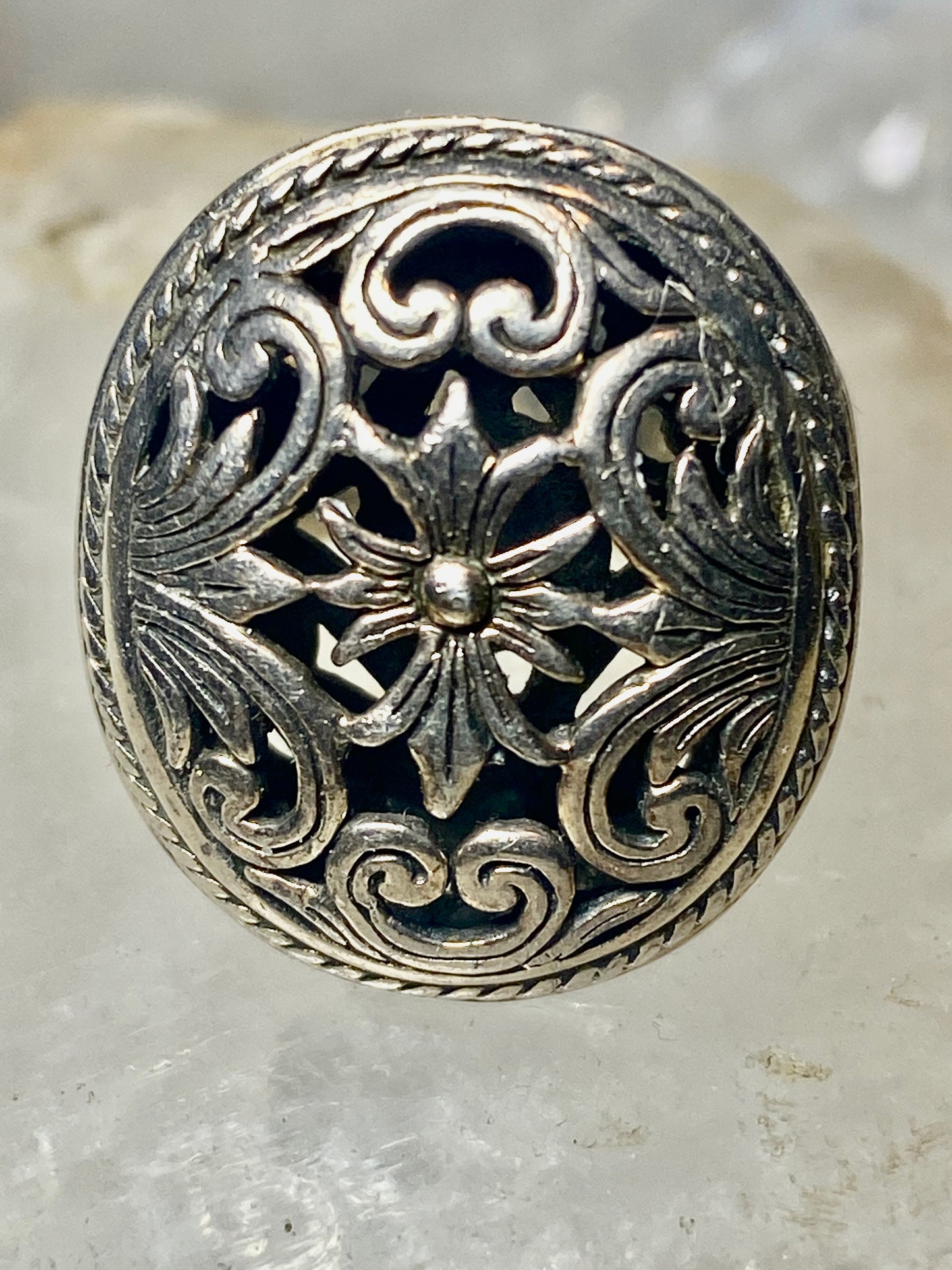 Floral ring size 5.50 geometric detailed ornate sterling silver pinky