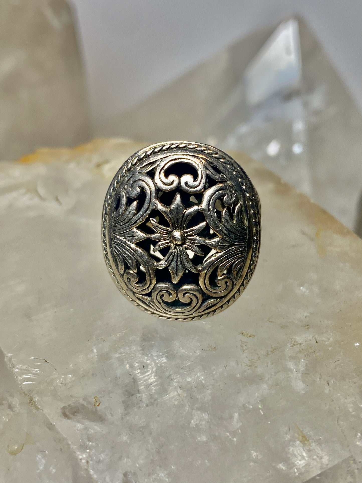 Floral ring size 5.50 geometric detailed ornate sterling silver pinky