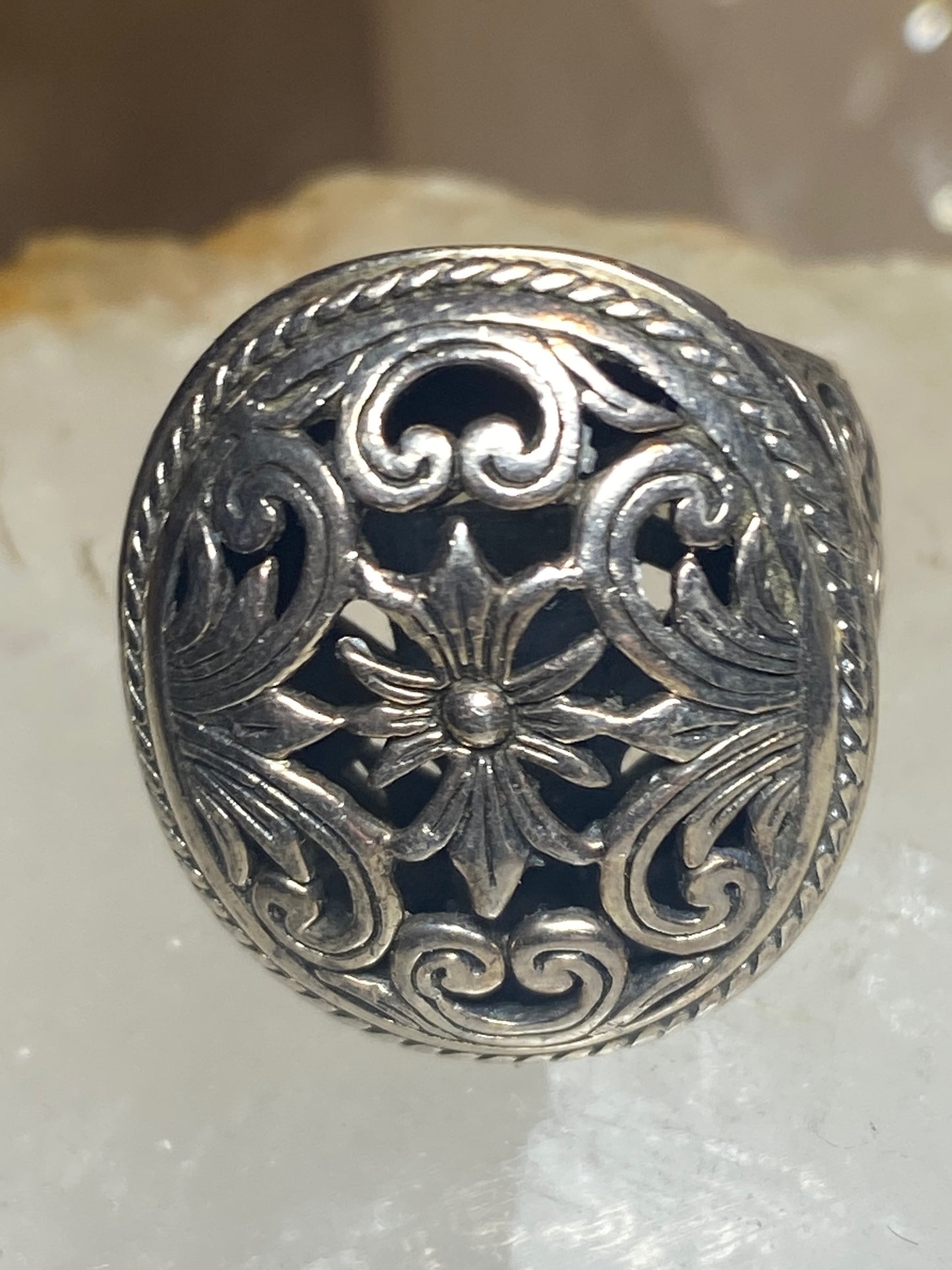 Floral ring size 5.50 geometric detailed ornate sterling silver pinky